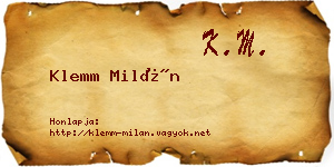 Klemm Milán névjegykártya